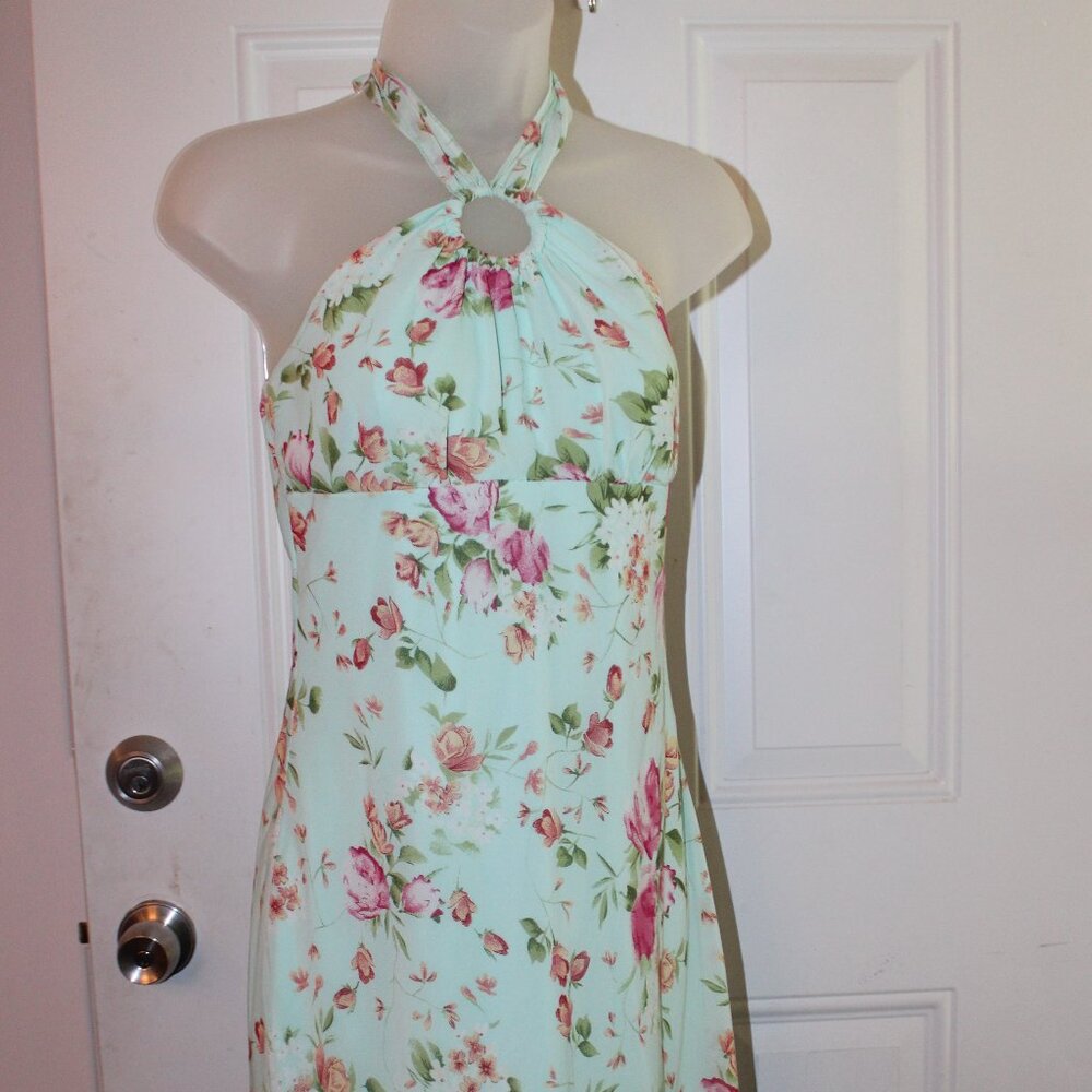 B Moss, Size 4, Dress Turquoise Y2K Fairycore Whimsical Vintage Halter Neckline - Picture 5 of 10